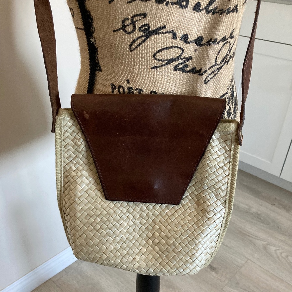 Leather and Straw Pegabo Made in Italy Purse VINTAGE